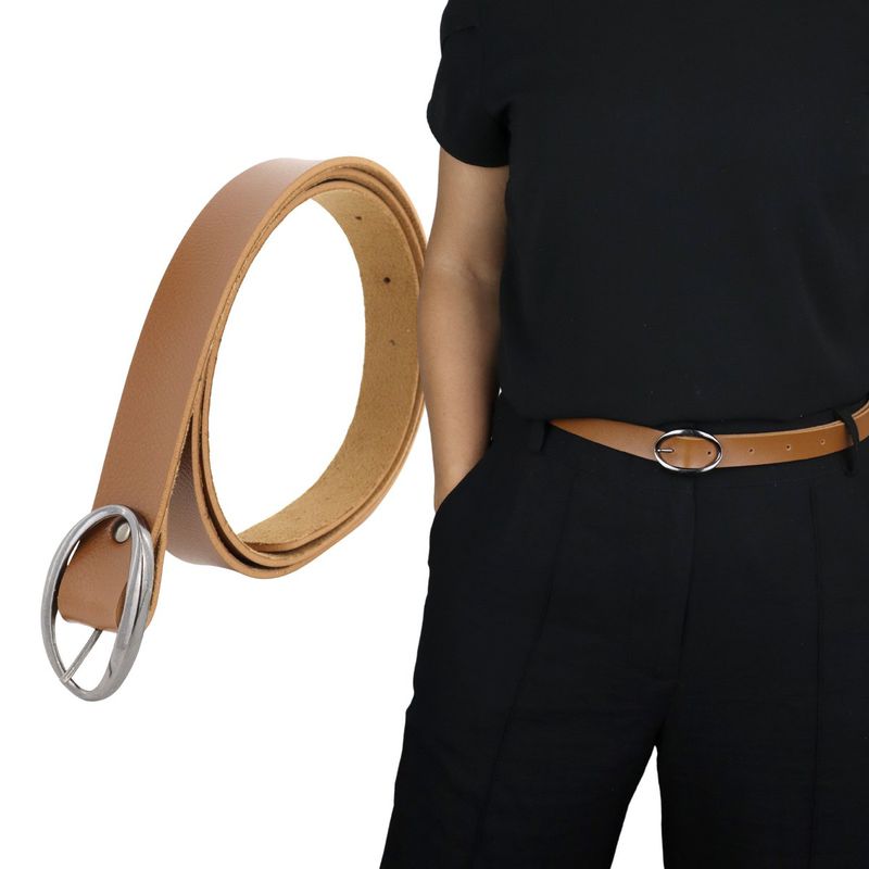 Cinto Exclusivo Retta Couro Sintético Premium Liso Caramelo