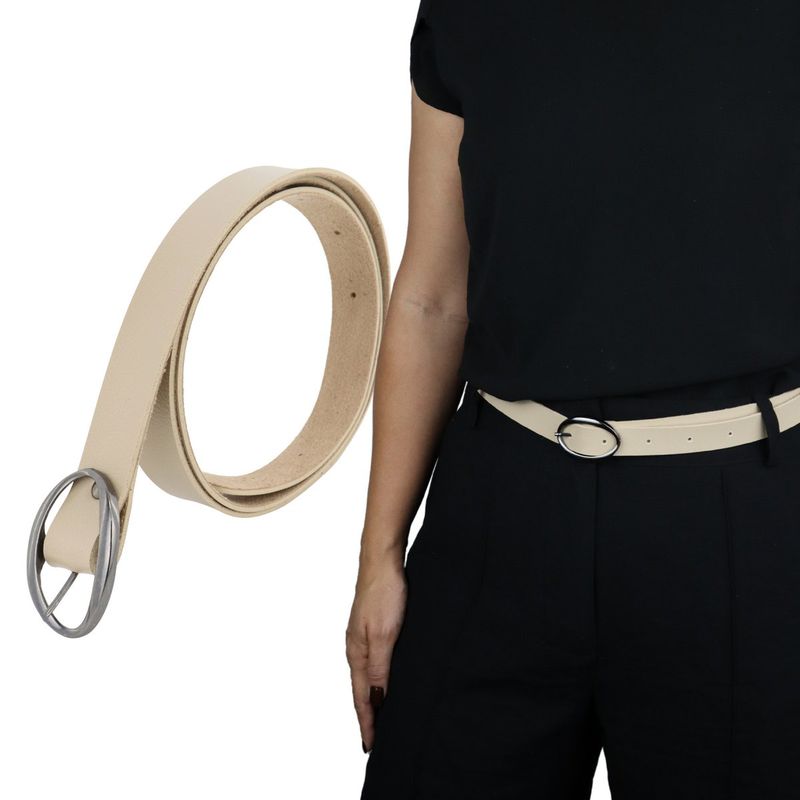 Cinto Exclusivo Retta Couro Sintético Premium Liso Marfim