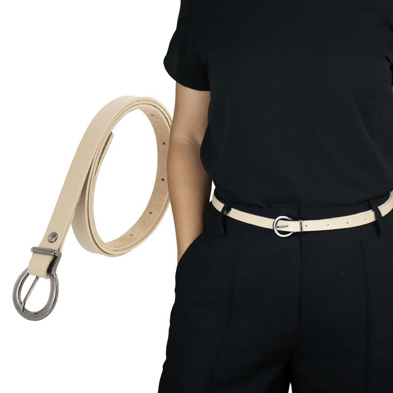 Cinto Feminino Premium Couro Sintético Liso Retta Marfim