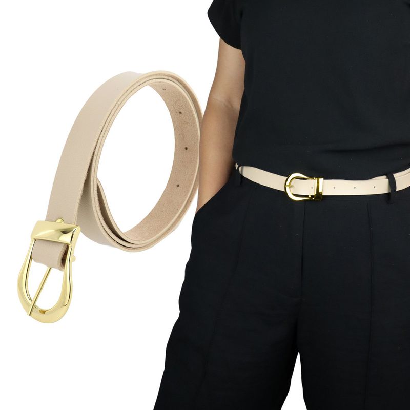 Cinto Feminino Fashion Social Liso Retta Marfim