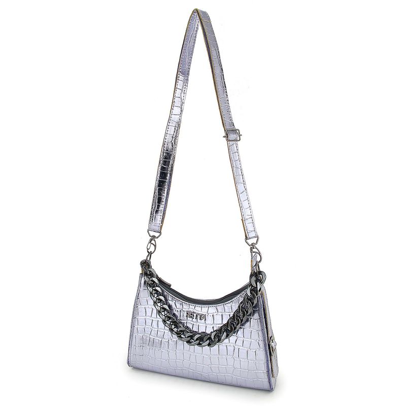  Bolsa Tiracolo Média Ágata Prata Cromada