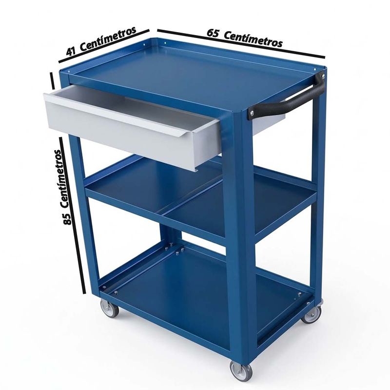 Carrinho Para Ferramentas Aberto Com 1 Gaveta Azul (CS02) - Fercar
