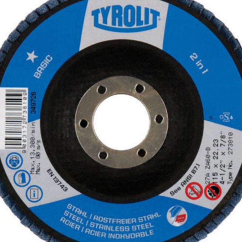 Disco de Lixa Flap Angular 115mm Grana 60 - Basic - 273810 - TYROLIT