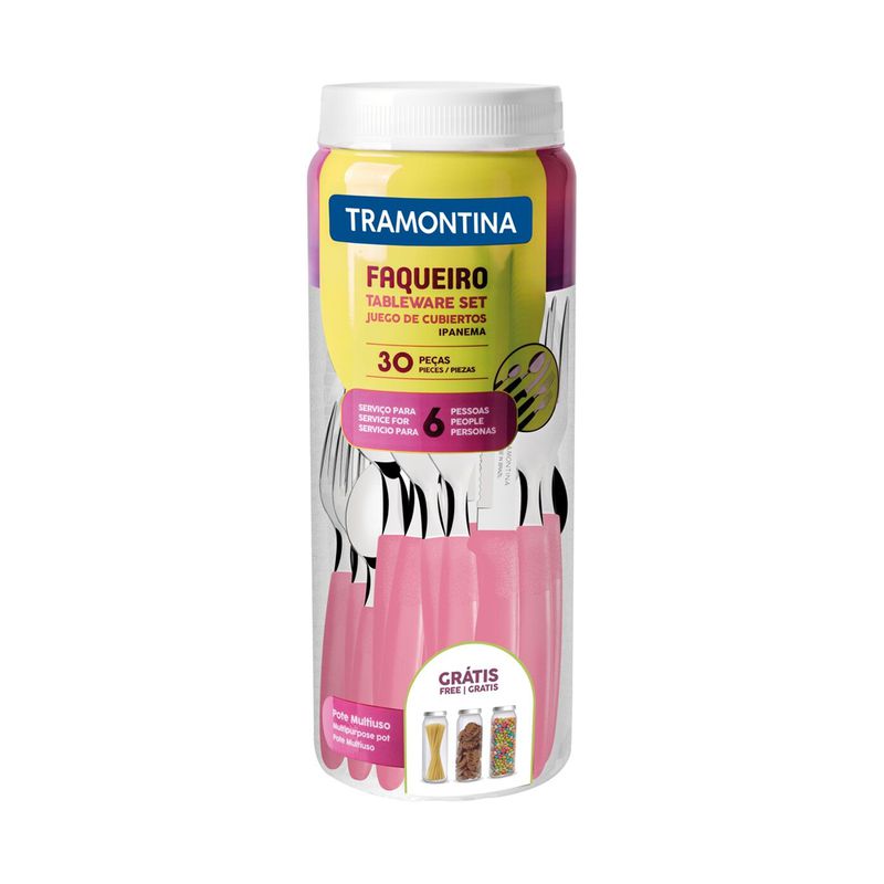Faqueiro Ipanema em Aço Inox Rosa 30 Peças - Tramontina