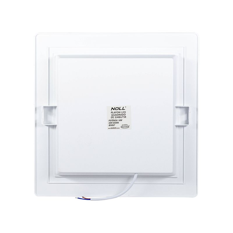 Plafon LED Branco Quadrado de Embutir 18W 6.500K - Noll