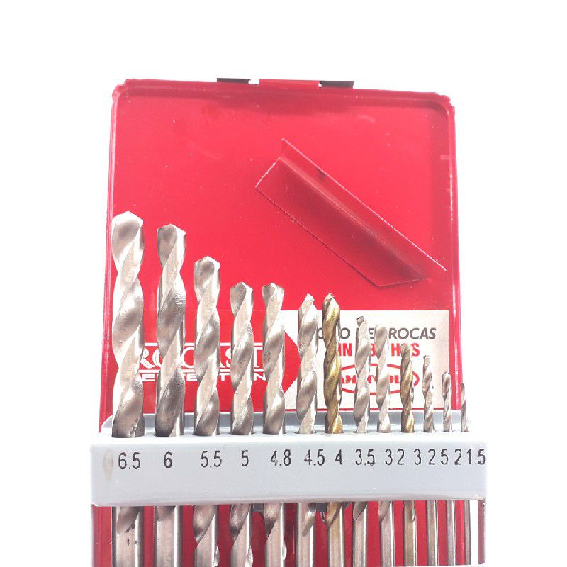 Jogo Brocas Haste Cilíndrica HSS DIN338N 13 peças 1,5 a 6,5mm 5,0159 ROCAST
