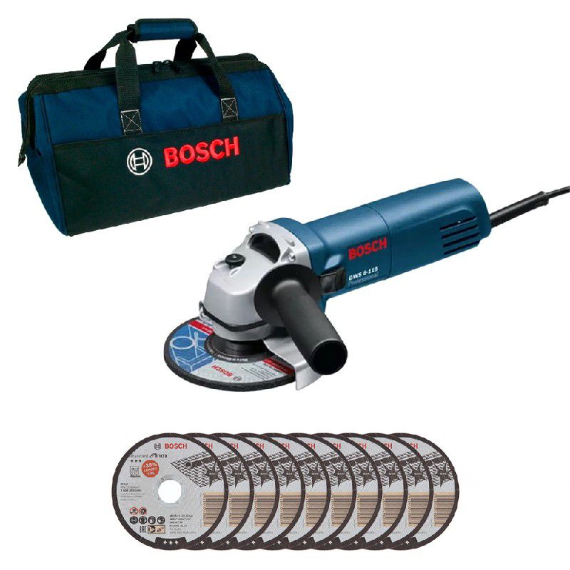 Esmerilhadeira 4.1/2'' GWS 6-115 127V 670W + 10 Discos e Bolsa - Bosch