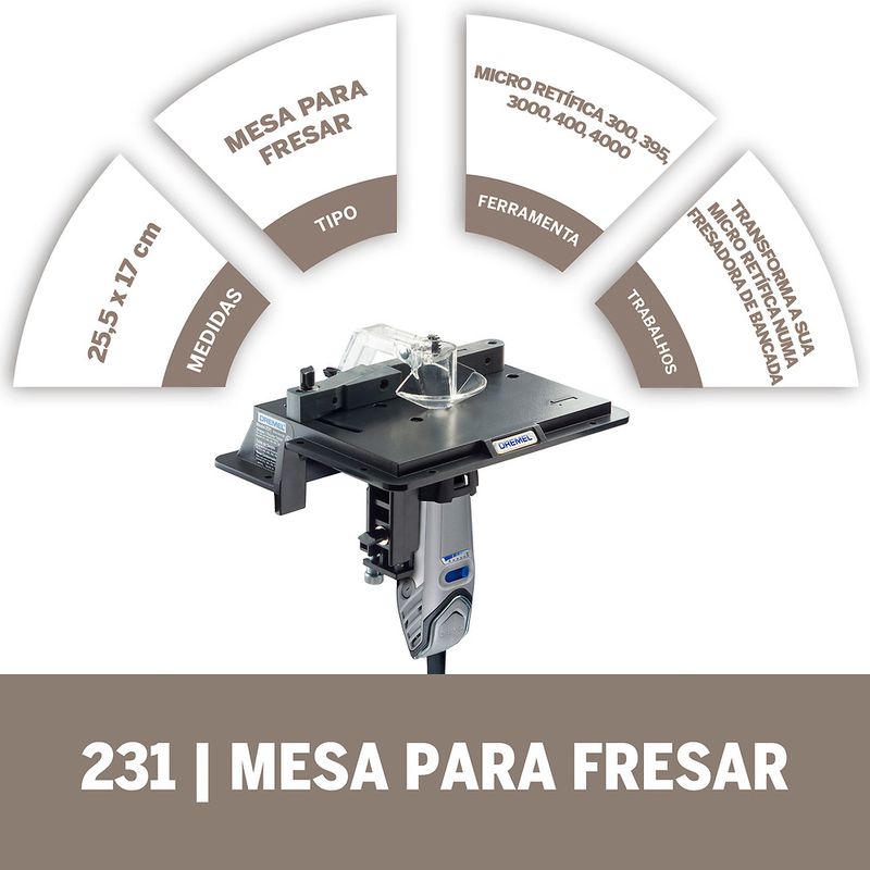 Kit Dremel Micro Retífica 4000 + Mesa + Fresa Chanfrar 45º