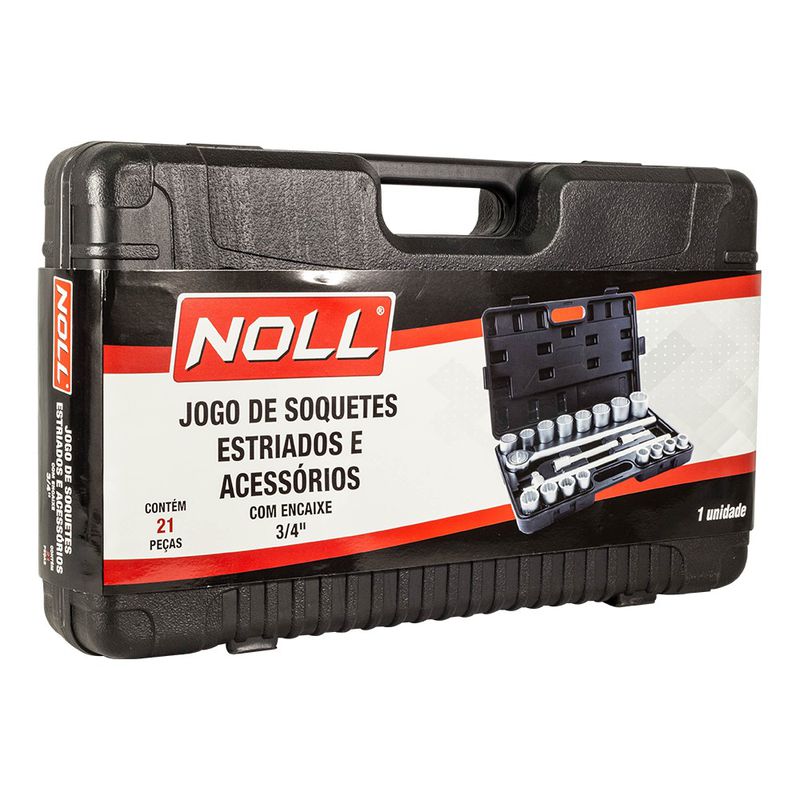 Jogo de Soquetes Estriados Encaixe 3/4'' 21 Peças 405,0110 - NOLL