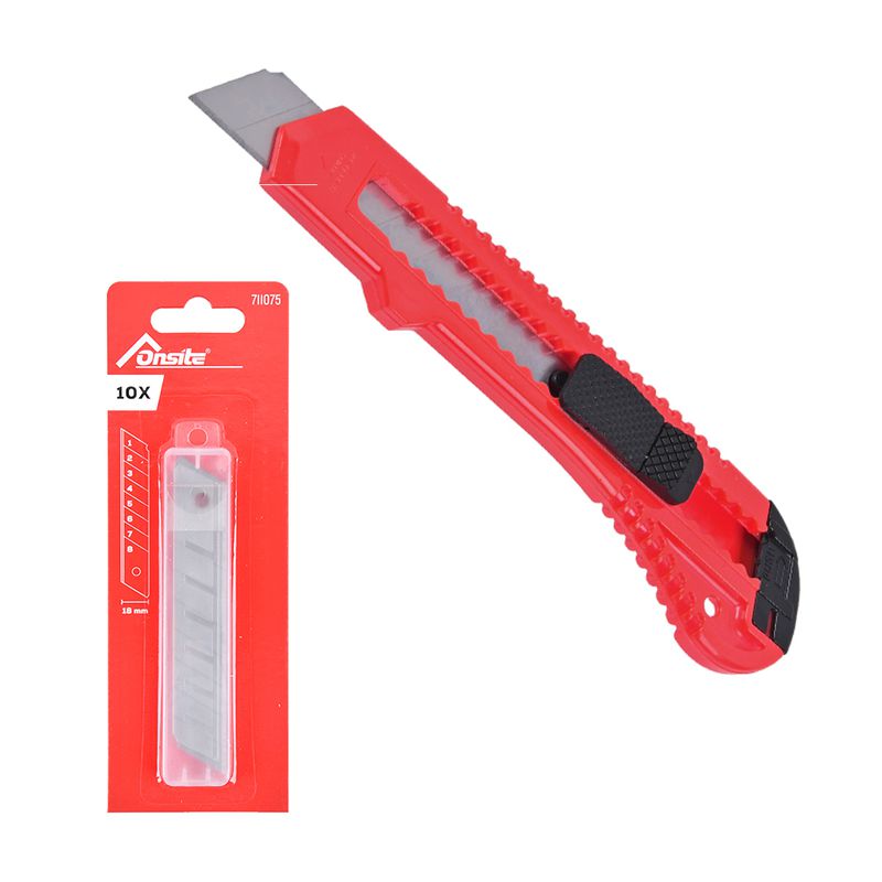 Kit Estilete Retrátil 18mm com 10 Lâminas Extras Onsite