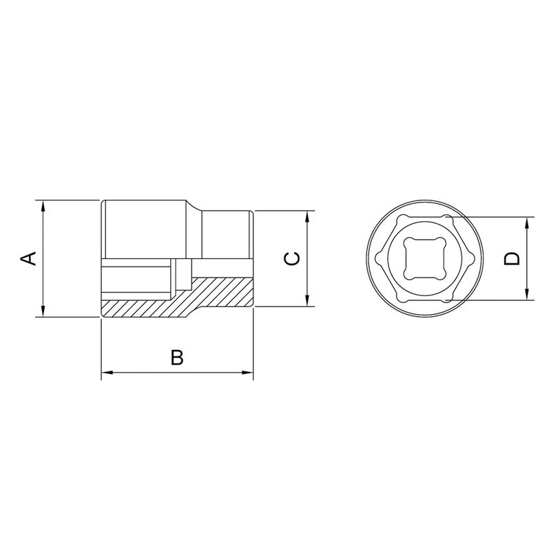 Soquete Sextavado em Aço Cromo Vanádio 28 mm - Encaixe 1/2'' - Tramontina Pro