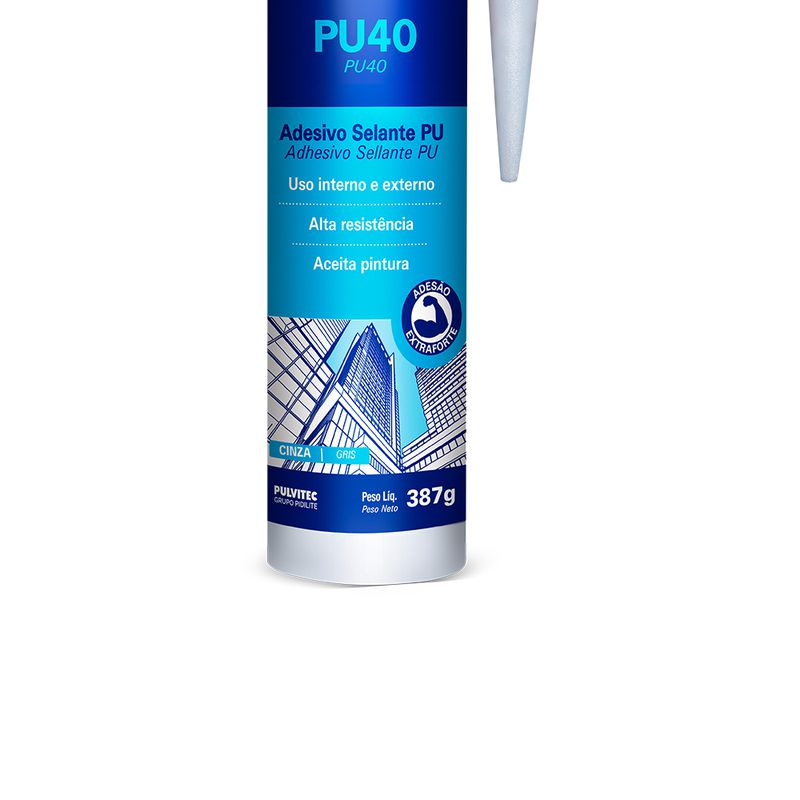 Adesivo Selante PU40 Polyfort Cinza 387g - Pulvitec