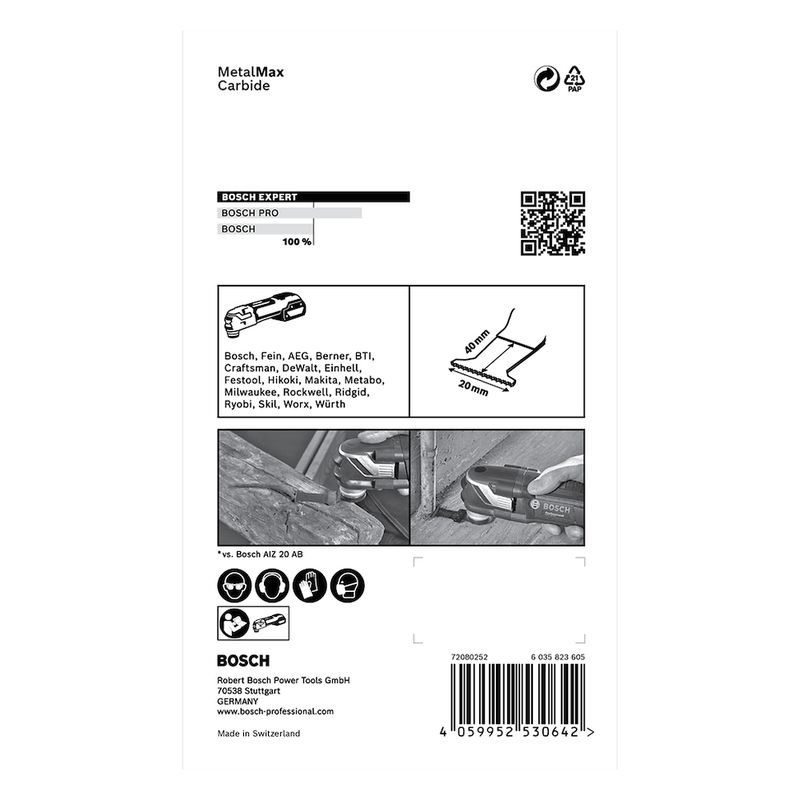 Lâmina para multicortadora Starlock Bosch EXPERT 40 x 20 mm