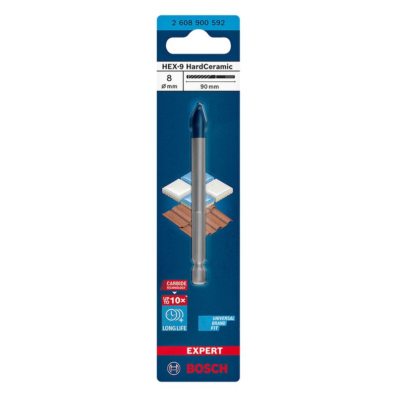 Broca para porcelanato Bosch EXPERT HEX-9 Hard Ceramic 8x90mm