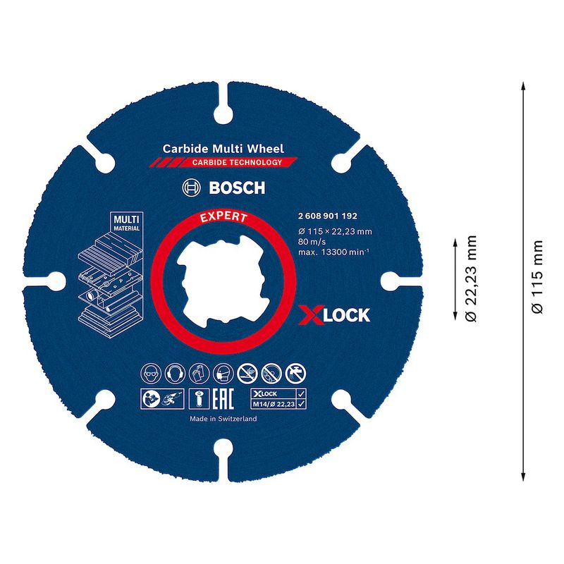 Disco de corte Bosch EXPERT Carbide Multi Wheel X-LOCK 115 mm, 22,23 mm