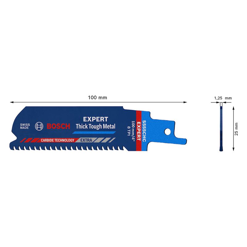 Lâmina de serra sabre Bosch EXPERT S555CHC Thick Tough Metal