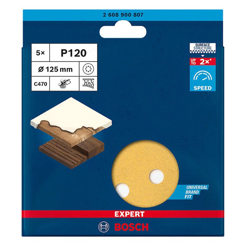 Disco de Lixa Bosch EXPERT C470 125mm G120, 5 peças