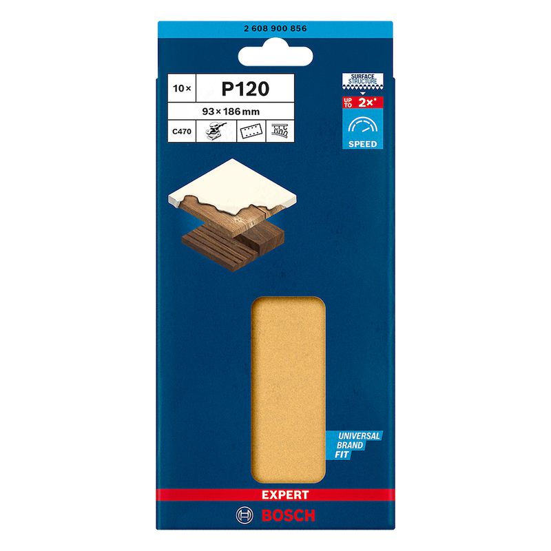 Folhas de lixa Bosch EXPERT C470 93 x 186 mm, G120, 10 peças