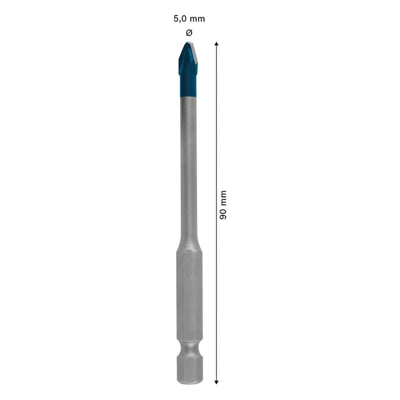 Broca para porcelanato Bosch EXPERT HEX-9 Hard Ceramic 5x90mm