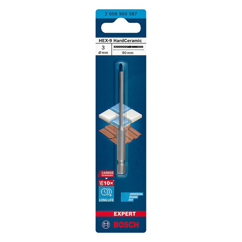 Broca para porcelanato Bosch EXPERT HEX-9 Hard Ceramic 3x90mm
