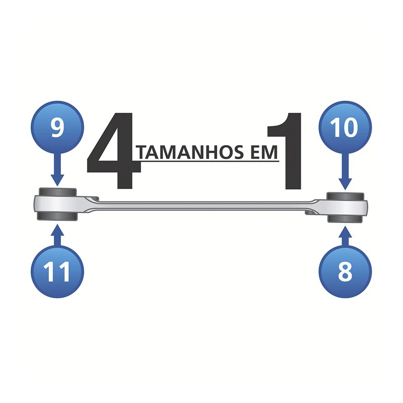 Chave com Catraca 4 Bocas 9/16''x5/8''x11/16''x3/4'' Tramontina PRO