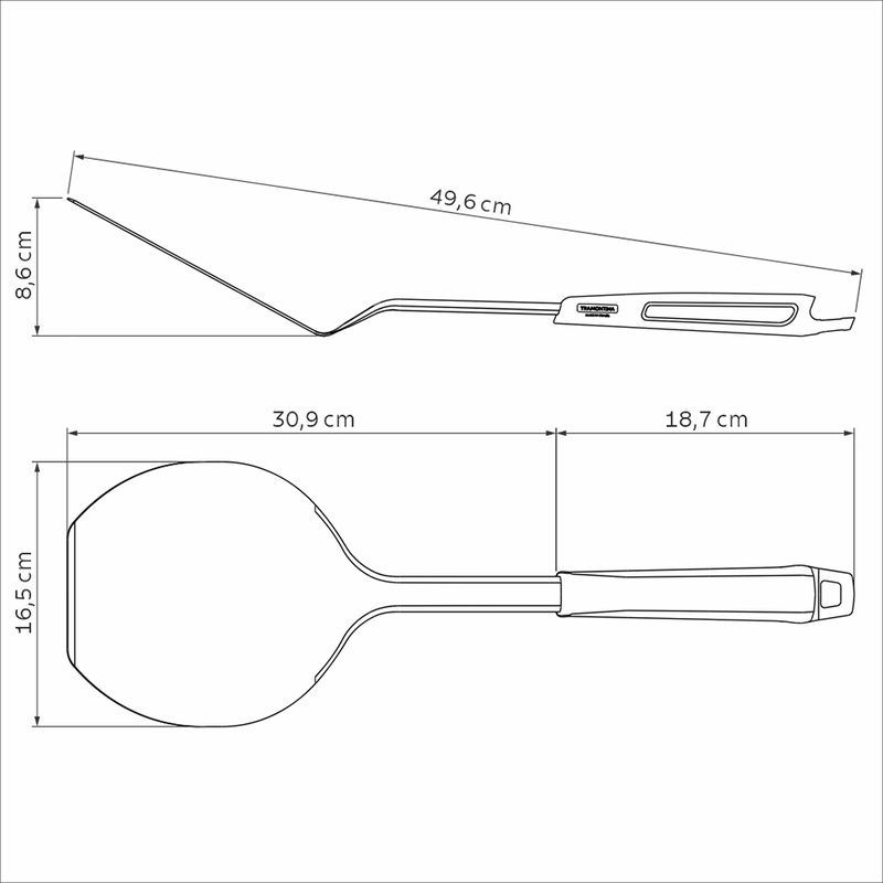 Espátula Para Pizza em Aço Inox e Cabo de Polipropileno Cinza - Tramontina 