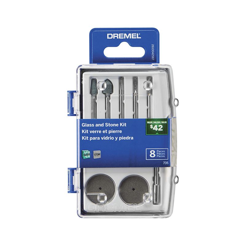Kit De Acessórios de Micro Retífica para Vidro e Pedra 9pçs 735 - Dremel 