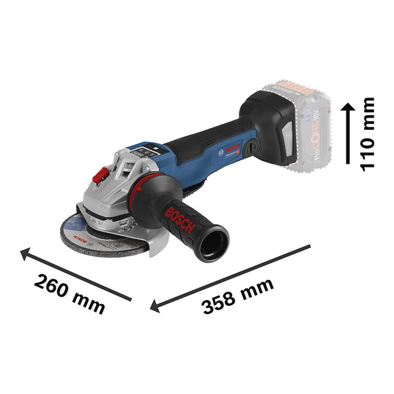 Esmerilhadeira Bosch GWS 18V-10 PSC, 18V SB, 1000 W, em maleta
