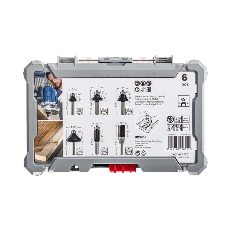 Jogo de fresas Bosch Standard encaixe de 1/4'' 6 peças
