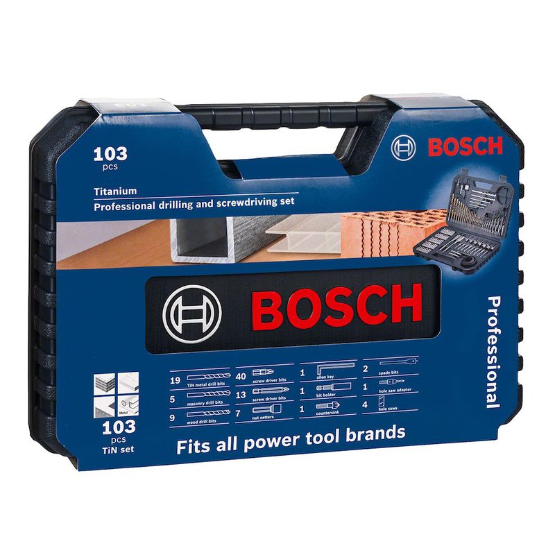 Kit de Pontas e Brocas Bosch em titânio, 103 peças