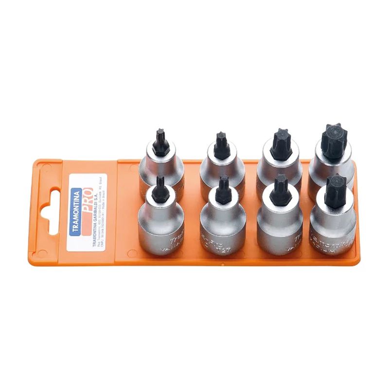 Jogo de Soquetes 1/2'' Ponta Trafix T-25 a T-60 8 Peças 44844/508 Tramontina PRO