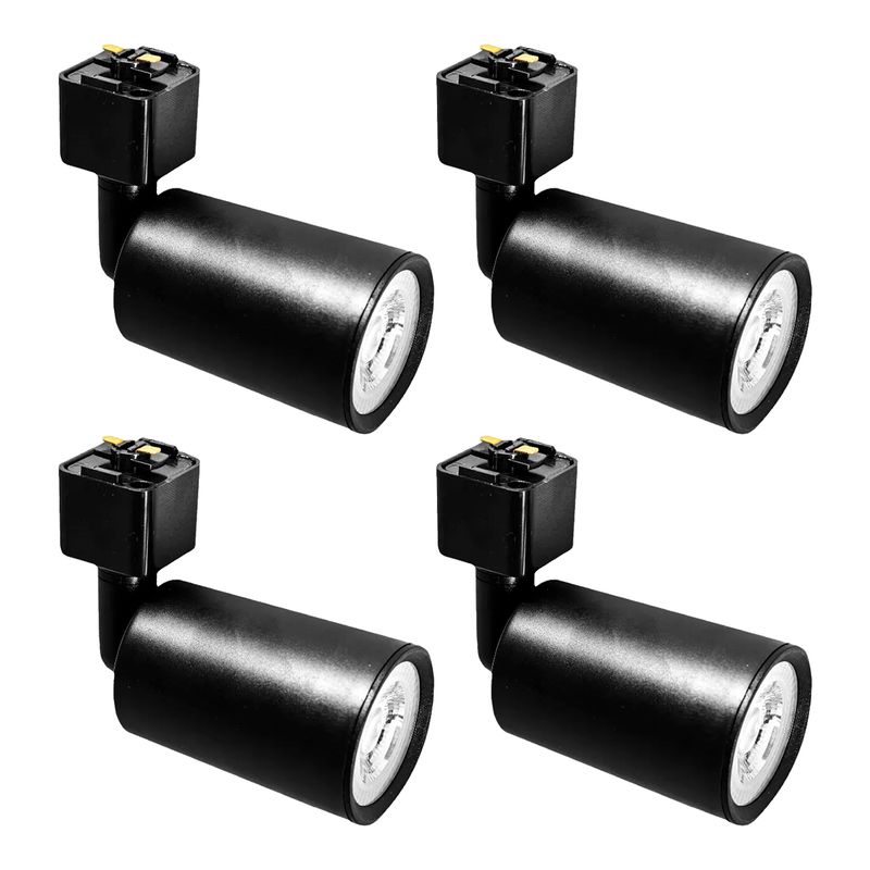 Kit Trilho Eletrificado p/ Spot Led 1M + 4 Spots 7W 3.000K Preto - Noll Led