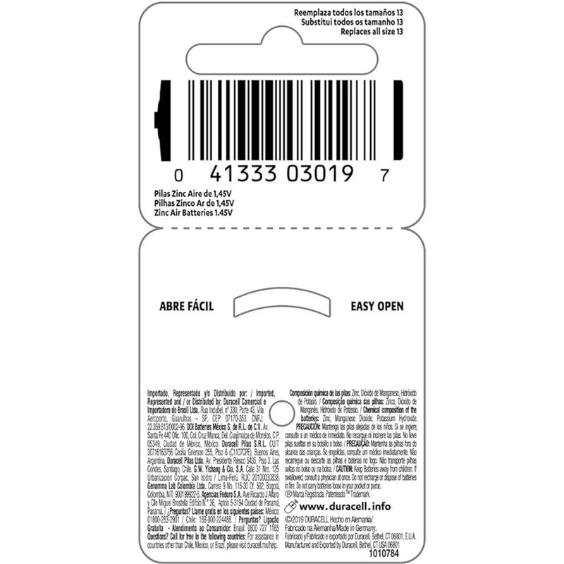 Pilha Auditiva 13 C/6 (108839) - Duracell 