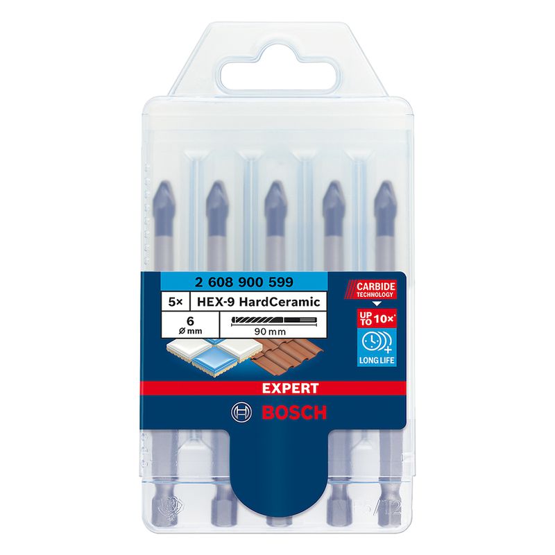 Jogo de brocas Bosch EXPERT HEX-9 Hard Ceramic 6x90mm