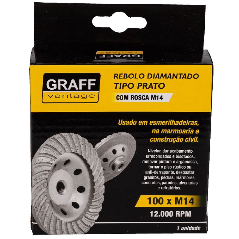 Rebolo Diamantado Tipo Prato c/ Rosca 100xM14mm (573,0004) - Graff Vantage
