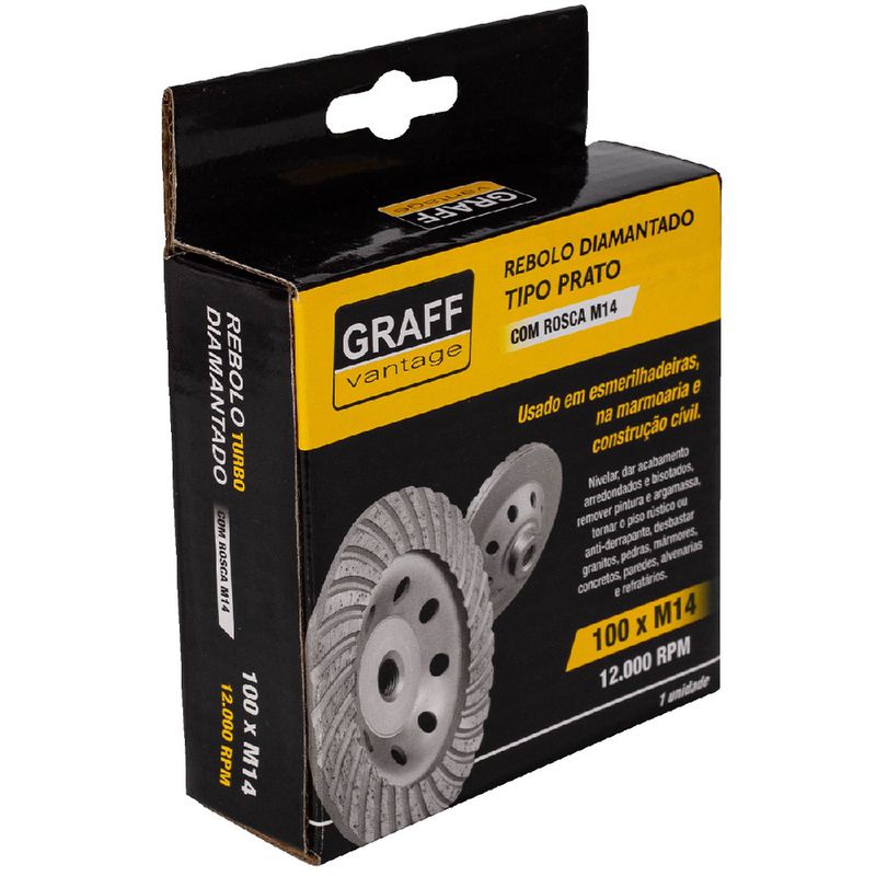 Rebolo Diamantado Tipo Prato c/ Rosca 100xM14mm (573,0004) - Graff Vantage