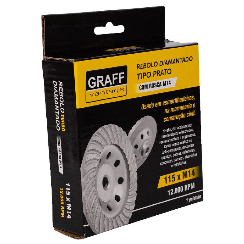 Rebolo Diamantado Tipo Prato c/ Rosca 115xM14mm (573,0005) - Graff Vantage