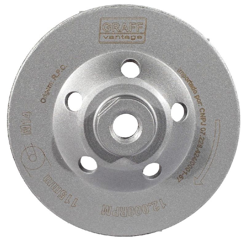 Rebolo Diamantado Tipo Prato c/ Rosca 115xM14mm (573,0005) - Graff Vantage