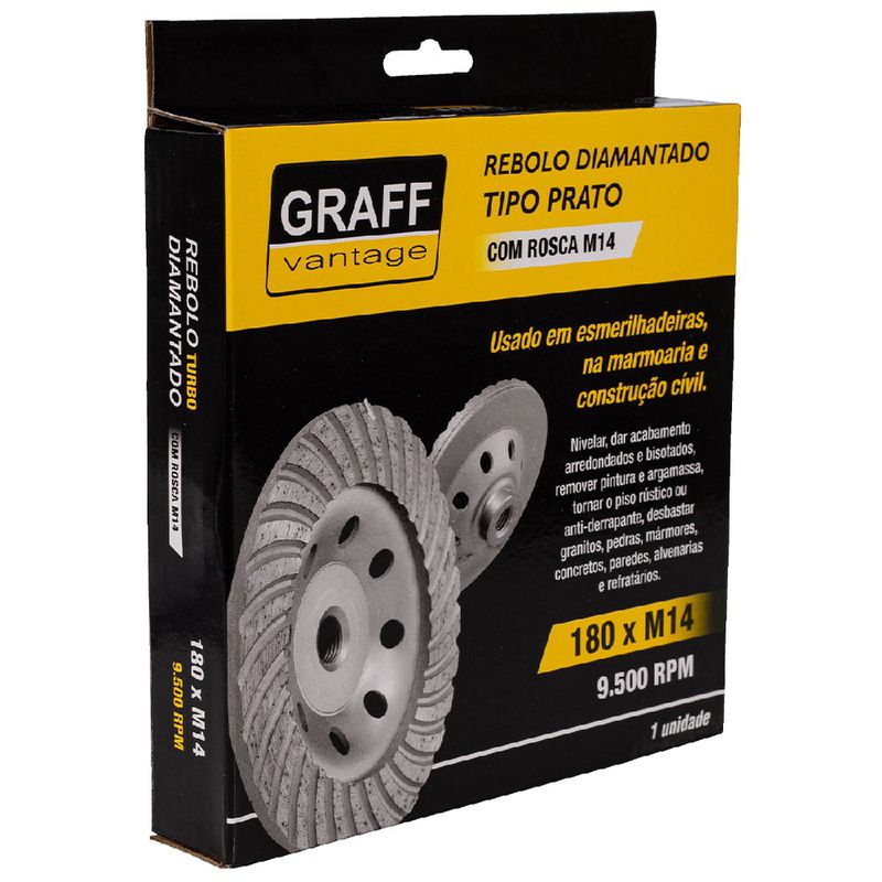 Rebolo Diamantado Tipo Prato c/ Rosca 180x14mm (573,0006) - Graff Vantage