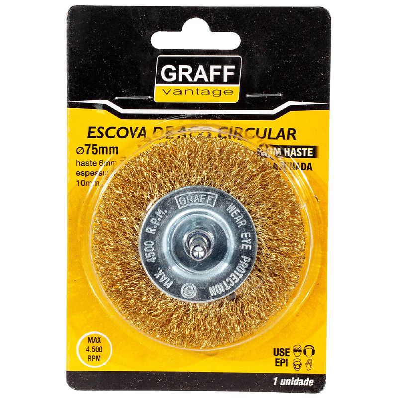 Escova De Aço Latonado c/ Haste 75x10mm (571,0008) - Graff Vantage 