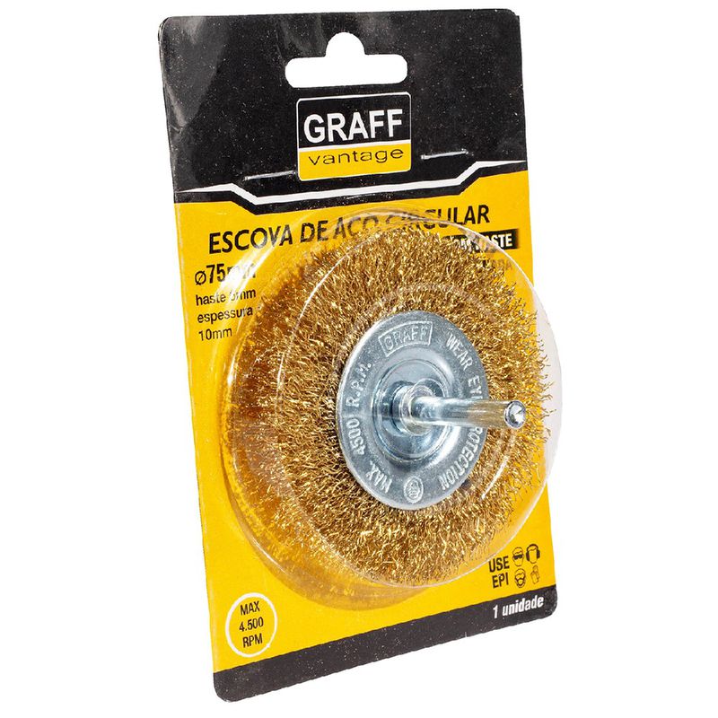 Escova De Aço Latonado c/ Haste 75x10mm (571,0008) - Graff Vantage 