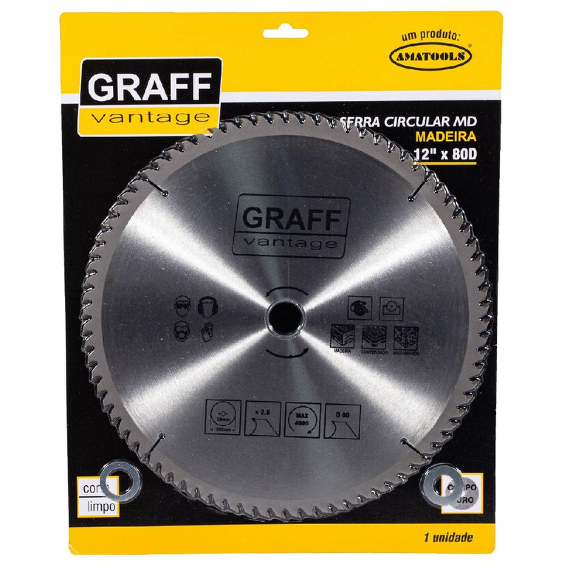 Serra Circular C/ Pastilha de Metal Duro P/ Madeira 12''80D (579,0017) - Graff Vantage 