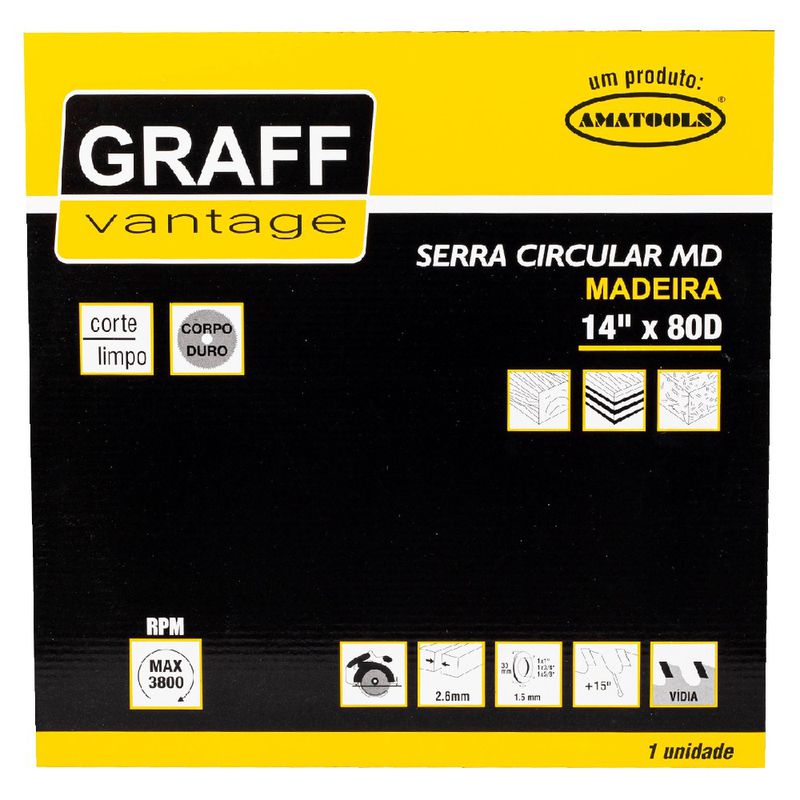 Serra Circular C/ Pastilha de Metal Duro P/ Madeira 14''80D (579,0022) - Graff Vantage 