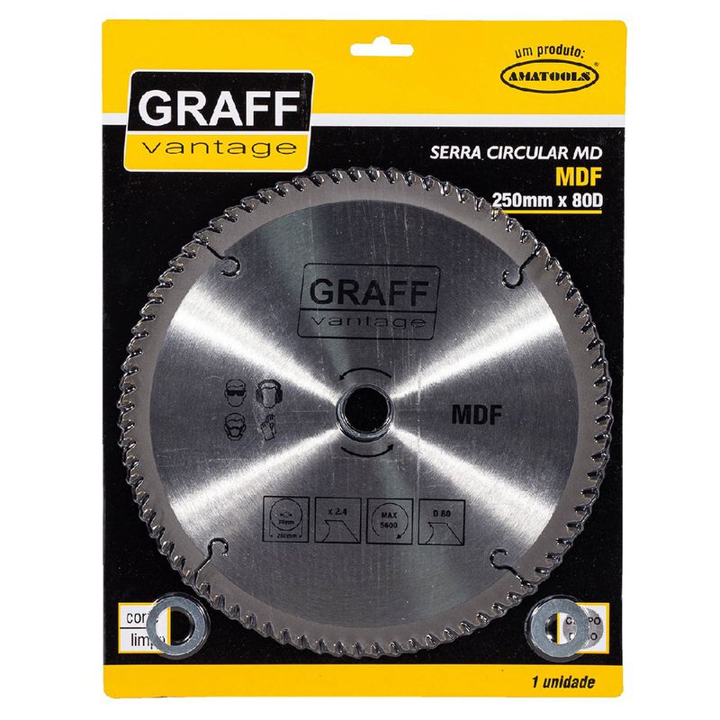 Serra Circular C/ Pastilha de Metal Duro P/ MDF 250mmX80D (581,0001) - Graff Vantage