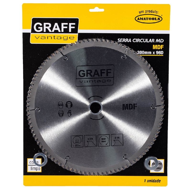 Serra Circular C/ Pastilha de Metal Duro P/ MDF 300mmX96D (581,0002) - Graff Vantage