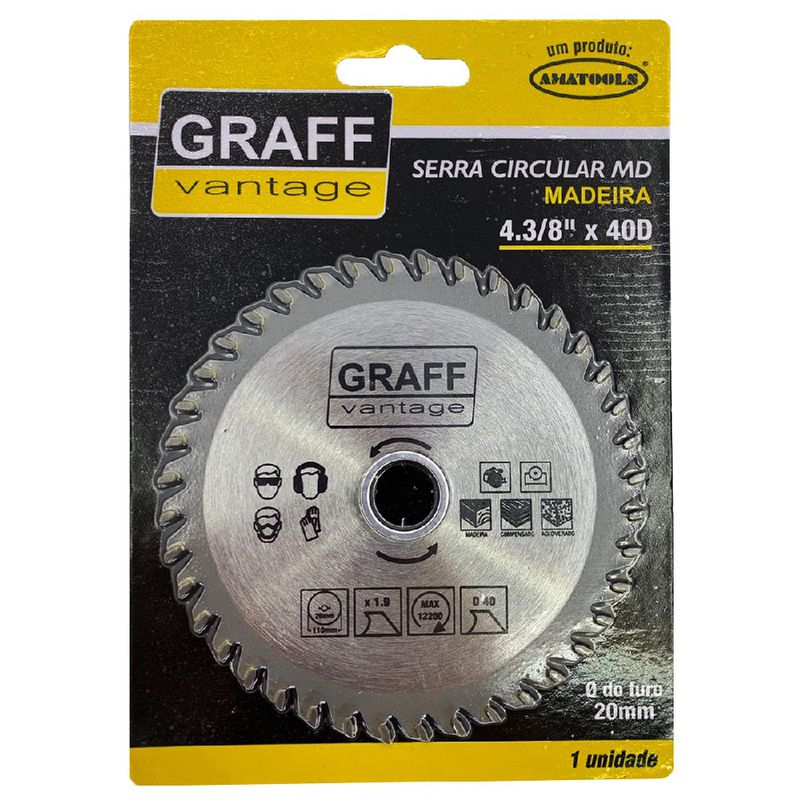 Serra Circular C/ Pastilha de Metal Duro P/ Madeira 4.3/8''x40D (579,0002) - Graff Vantage 