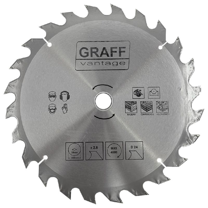 Serra Circular C/ Pastilha de Metal Duro P/ Madeira 12''x24D (579,0013) - Graff Vantage 
