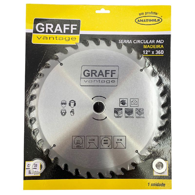 Serra Circular C/ Pastilha de Metal Duro P/ Madeira 12''36D (579,0014) - Graff Vantage 