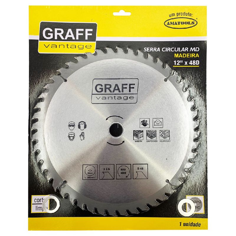 Serra Circular C/ Pastilha de Metal Duro P/ Madeira 12''x48D (579,0015) - Graff Vantage 