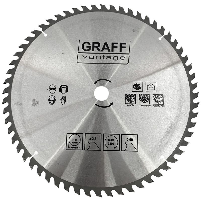 Serra Circular C/ Pastilha de Metal Duro P/ Madeira 16''x60D (579,0026) - Graff Vantage 